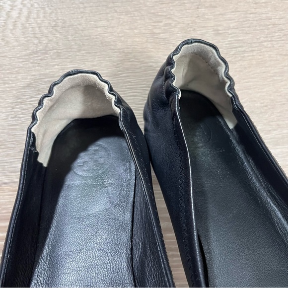 Tory Burch Black Leather Minnie Ballet Flats 8 - Picture 6 of 13